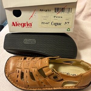 Alegria Cognac Leather Slip-On Shoes